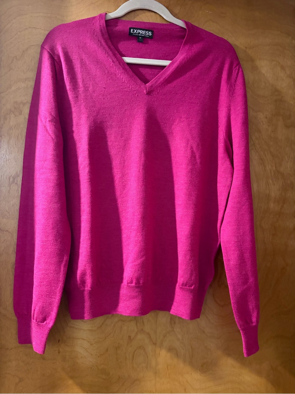 Express Men’s V-Neck Sweater in Bright Pink
